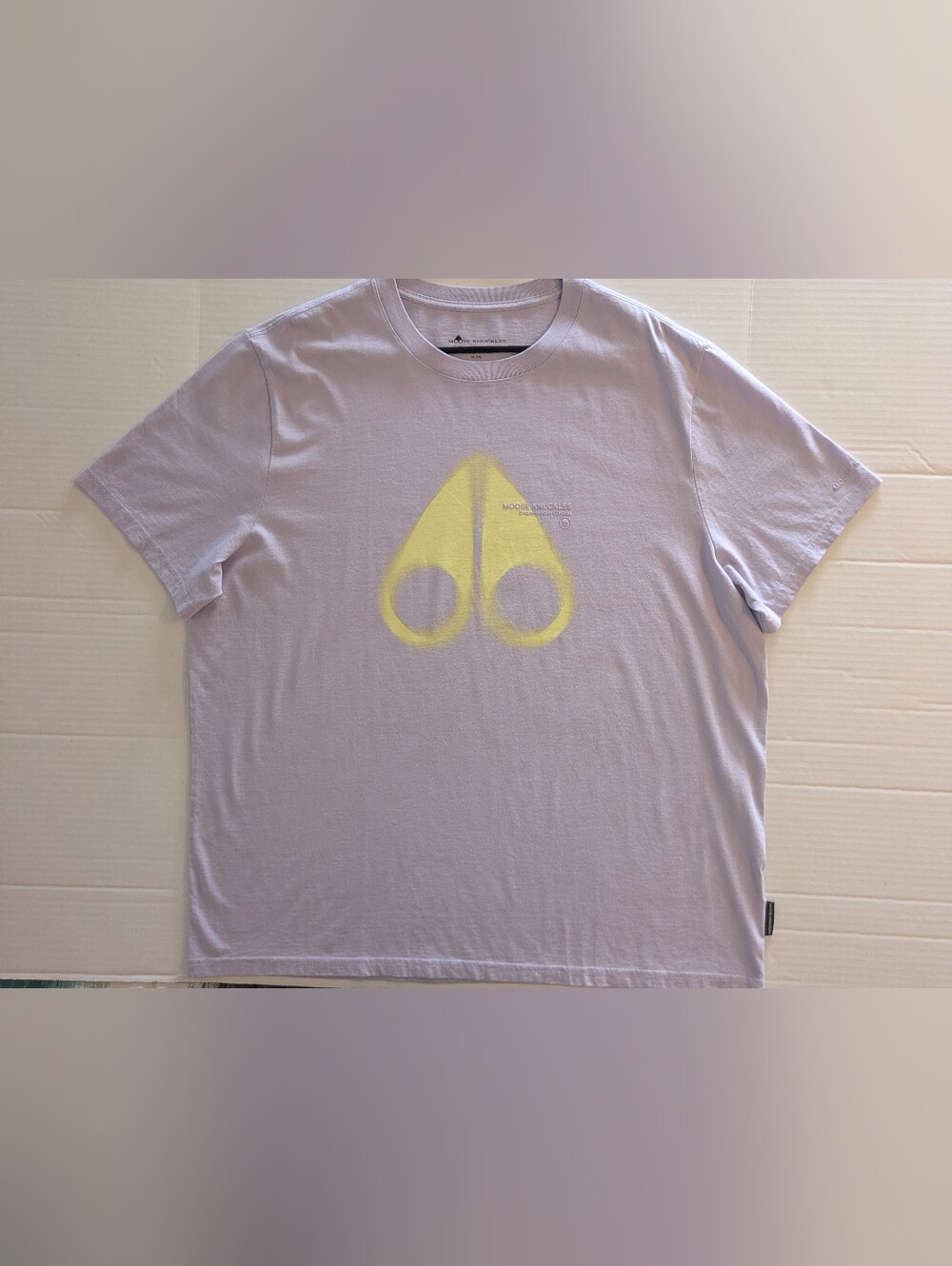 Moose Knuckles Lilac Short-Sleeve T-Shirt with Yellow Logo